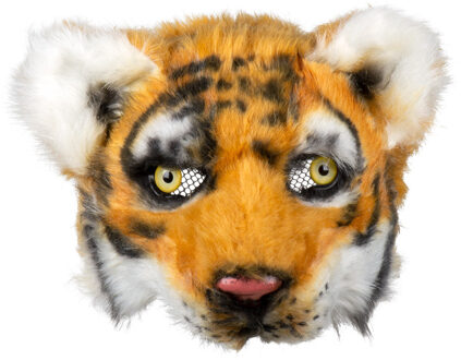 Boland Tijger dieren verkleedmasker - pluche - volwassenen - Horror/halloween - carnaval - half gezicht Oranje