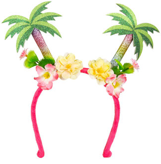 Boland Toppers - Carnaval verkleed Tiara/diadeem - Palmbomen en bloemen - dames/meisjes - Tropische Hawaii thema