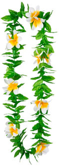 Boland Toppers - Hawaii krans/slinger - Tropische kleuren mix groen/wit - Bloemen hals slingers