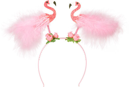 Boland Toppers in concert - Carnaval verkleed Tiara/diadeem - flamingo roze - dames/meisjes - Tropische Hawaii thema