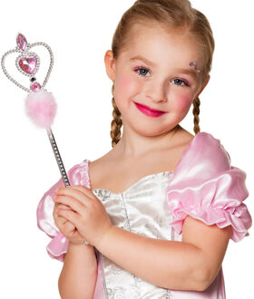 Boland Toverstaf - roze/zilver - L32 cm - kunststof - prinsessen - carnaval