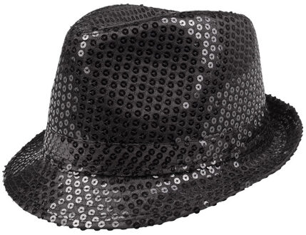 Boland Trilby hoed met pailletten - zwart - glitter