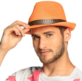 Boland Trilby hoed - oranje - volwassenen - 59 cm - verkleedhoed - Carnaval - Koningsdag
