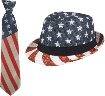 Boland USA/Amerika verkleed thema set hoed en stropdas volwassenen
