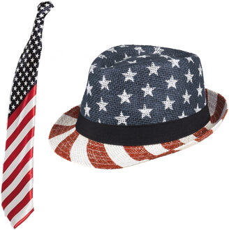 Boland USA/Amerika verkleed thema set hoed en stropdas volwassenen