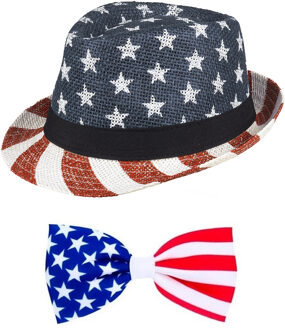 Boland USA/Amerika verkleed thema set hoed en vlinderstrik volwassenen