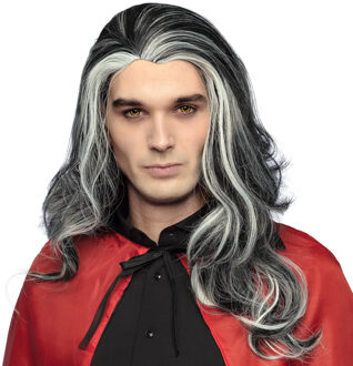 Boland Vampier pruik - grijs - lang haar - heren - halloween - horror thema - dracula