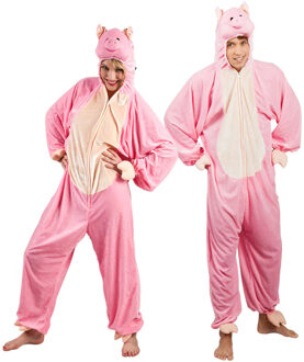 Boland Varken kostuum - onesie - roze - volwassenen - carnaval - dierenpak - One size