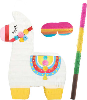 Boland Verjaardag Pinata Lama - 45 x 33 cm - papier - set met stok en masker