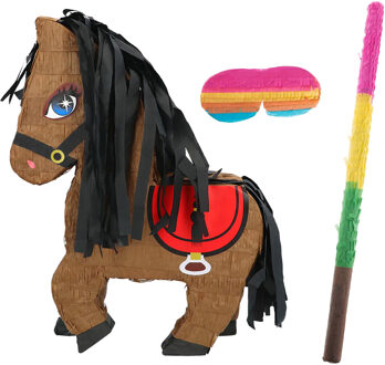 Boland Verjaardag Pinata Paard - 45 x 33 cm - papier - set met stok en masker