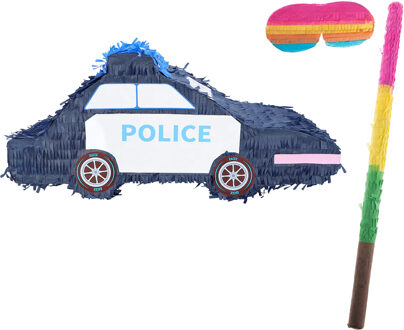 Boland Verjaardag Pinata Politieauto - 56 x 23 cm - papier - set met stok en masker