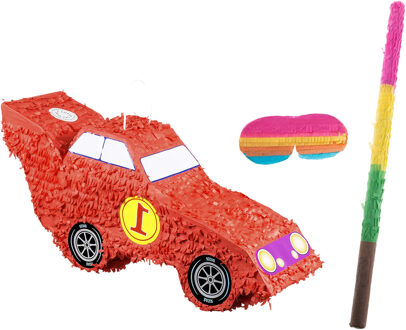 Boland Verjaardag Pinata Racewagen - 56 x 23 cm - papier - set met stok en masker