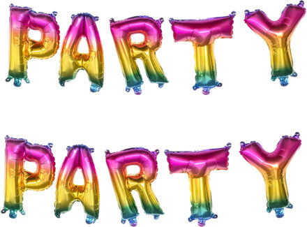 Boland Verjaardag slinger PARTY - 2x - gekleurd - 300 cm - feest folie ballonenslinger