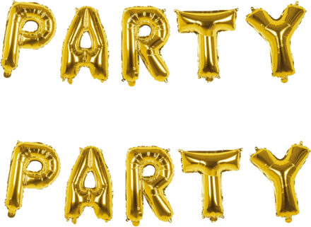 Boland Verjaardag slinger PARTY - 2x - goud - 300 cm - feest folie ballonenslinger