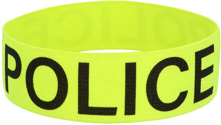Boland verkleed armband - politie - neon geel - UV blacklight effect - agent - carnaval Fluor geel