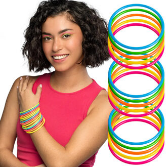 Boland Verkleed armbandjes - neon -? 15x stuks - foute party - 80's - Carnaval