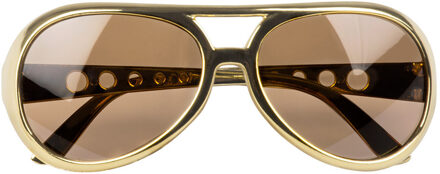 Boland Verkleed bril Elvis/rockster - goud - kunststof - Rock and roll thema accessoires