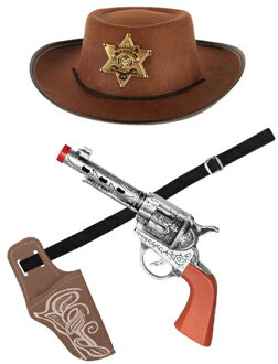Boland Verkleed cowboy hoed/holster met een revolver voor kinderen - carnaval