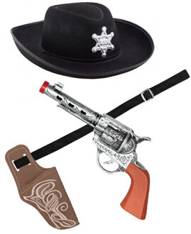 Boland Verkleed cowboy hoed/holster met een revolver voor kinderen - carnaval
