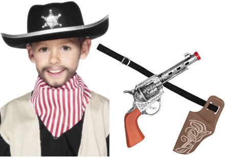 Boland Verkleed cowboy hoed/holster met een revolver voor kinderen