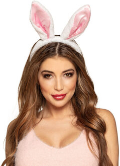 Boland Verkleed Diadeem wit met roze konijnen/hazen oren/oortjes - dames/meiden