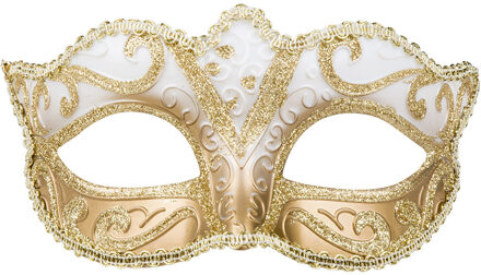 Boland Verkleed gezichtsmasker Venitiaans - goud met barok - volwassenen - Carnaval/gemaskerd bal