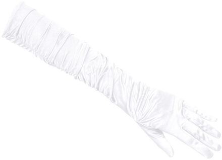 Boland Verkleed handschoenen voor dames - lang model - polyester - wit - one size maat M/L