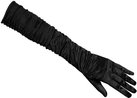 Boland Verkleed handschoenen voor dames - lang model - polyester - zwart - one size maat M/L