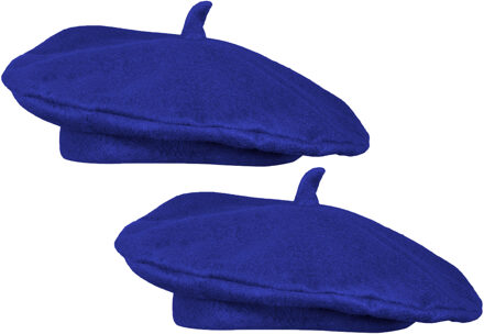 Boland Verkleed hoed - 2x - baret - blauw - polyester - franse baret - frans - landen thema