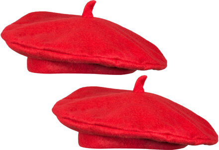 Boland Verkleed hoed - 2x - baret - rood - polyester - franse baret - frans - landen thema
