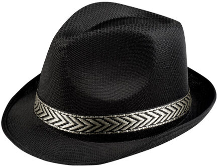 Boland Verkleed hoedje Funky gleufhoed met band - zwart - volwassenen - Carnaval/Pimp/Gangster/Fun