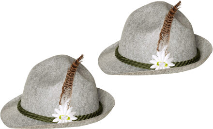 Boland Verkleed hoedje voor Oktoberfest/duits/tiroler - 2x - grijs - volwassenen - Carnaval