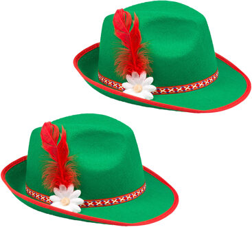 Boland Verkleed hoedje voor Oktoberfest/Duits/Tiroler - 2x - groen - volwassenen - Carnaval