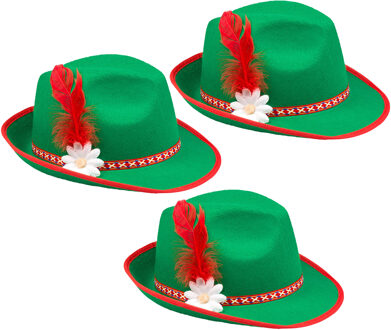 Boland Verkleed hoedje voor Oktoberfest/Duits/Tiroler - 3x - groen - volwassenen - Carnaval