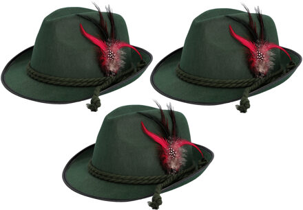 Boland Verkleed hoedje voor Oktoberfest/Duits/Tiroler - 3x - groen - volwassenen - Carnaval
