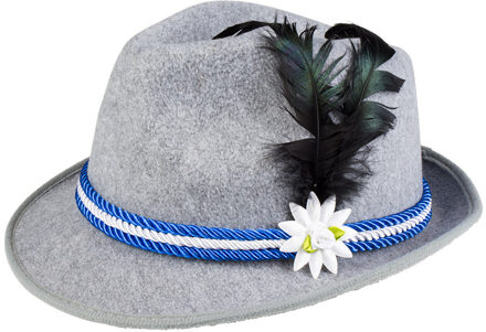 Boland Verkleed hoedje voor Oktoberfest/duits/tiroler - grijs/blauw - volwassenen - Carnaval