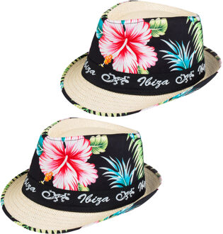 Boland Verkleed hoedje voor Tropical Hawaii party - 2x - bloemen print - volwassenen - Carnaval/thema feest