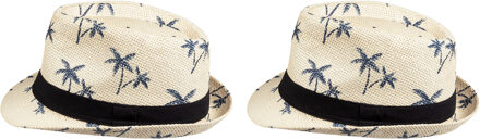 Boland Verkleed hoedje voor Tropical Hawaii party - 2x - palmbomen print - volwassenen - Carnaval