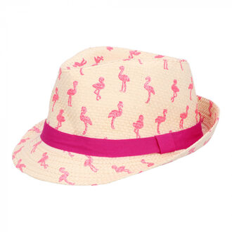 Boland Verkleed hoedje voor Tropical Hawaii party - Roze flamingo print - volwassenen - Carnaval