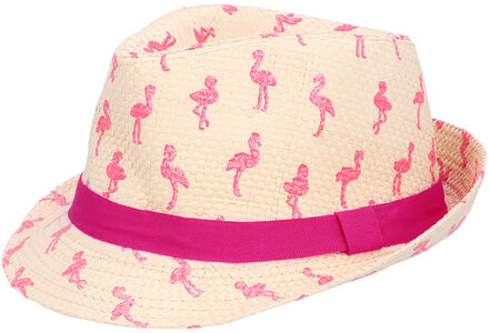 Boland Verkleed hoedje voor Tropical Hawaii party - Roze flamingo print - volwassenen - Carnaval