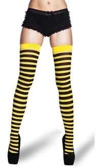 Boland Verkleed kousen - zwart/geel gestreept - dames - dameskousen - verkleedaccessoires