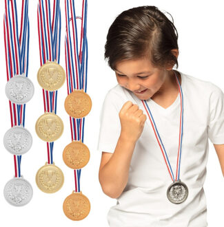 Boland Verkleed medailles met lint - Winnaar - 9x - goud/zilver/brons - kunststof - 6 cm - speelgoed