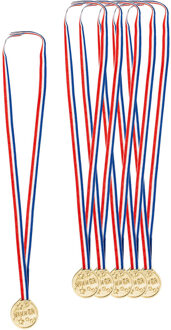 Boland Verkleed medailles met lint - Winner - 6x - goud - kunststof - 3.5 cm - speelgoed