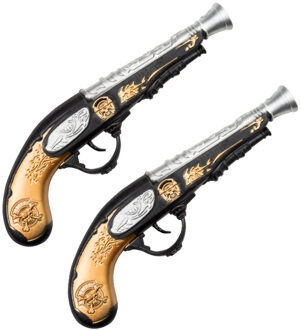 Boland Verkleed pistool - 2x - 28 cm - piraten accessoires - ouderwets wapen