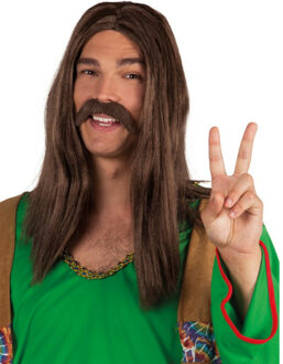 Boland Verkleed plaksnor - foute party - donkerbruin - zelfklevende namaak snor