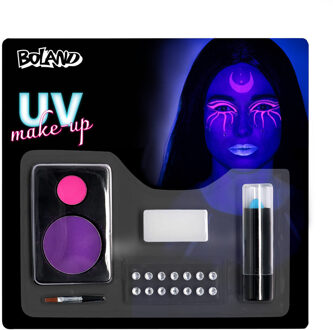 Boland Verkleed Schmink set Heks - UV Neon - paars/roze/blauw - Halloween - blacklight schmink
