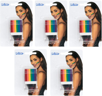 Boland Verkleed Schmink stick Regenboog - 5x - Pride/Rainbow feest - festival/thema feest