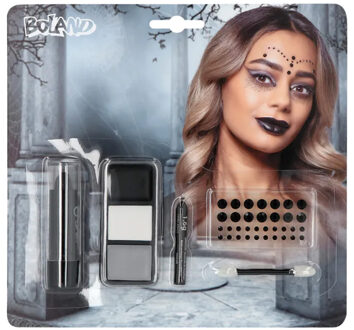 Boland Verkleed Schminkset Gothic - Carnaval/Halloween - volwassenen - met strass steentjes Zwart