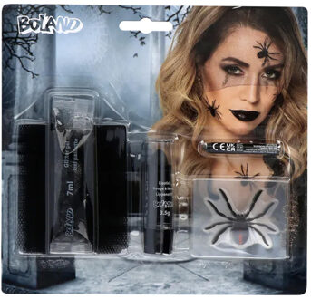 Boland Verkleed Schminkset zwarte weduwe - Carnaval/Halloween - met spinnen