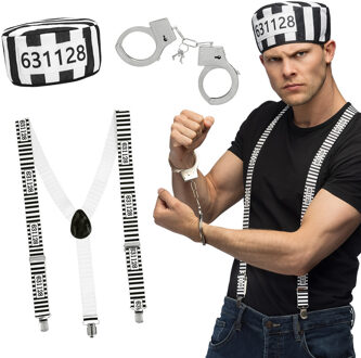 Boland Verkleed set Boef - heren - Carnavalskleding - 3 delig - Gevangene set